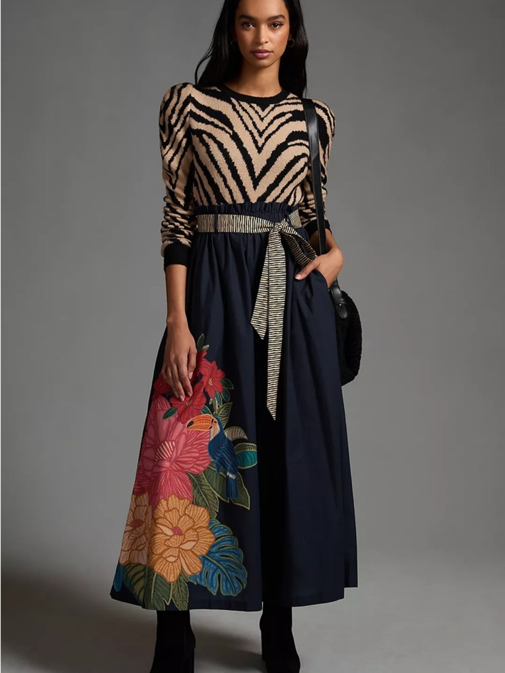FARM Rio x Anthropologie Maxi Skirt with Multicolor Floral Panel